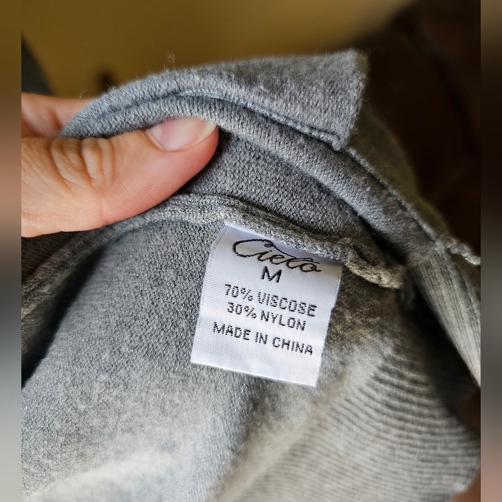 Cielo Heather Gray Open Front Cardigan With Pockets - Picture 4 of 4